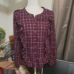 Sonoma Burgundy Plaid Button-Down Shirt